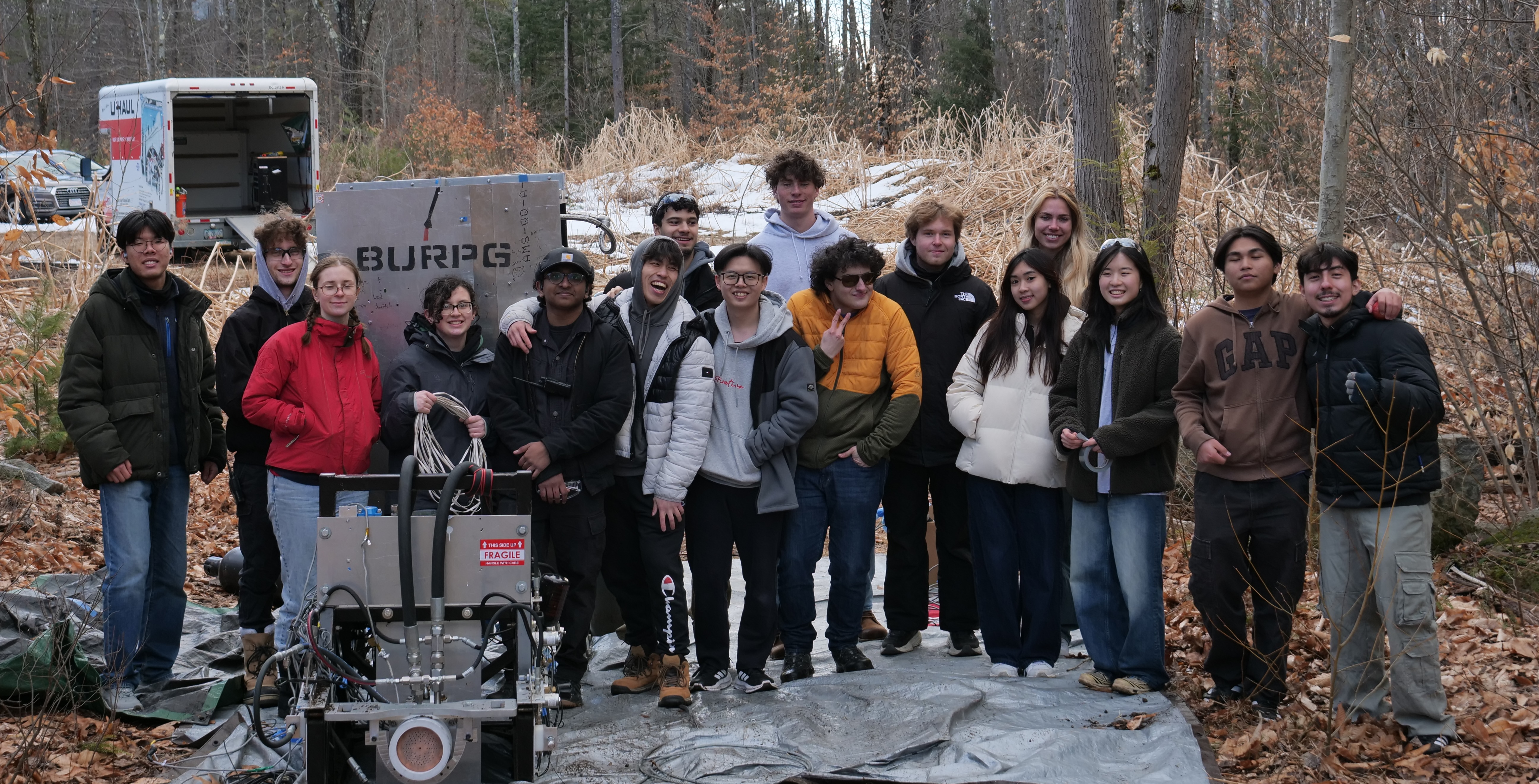BU Rocket Propulsion Group team with the rocket