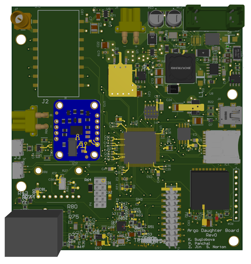 3D render of the Argo daughter board, rev 0