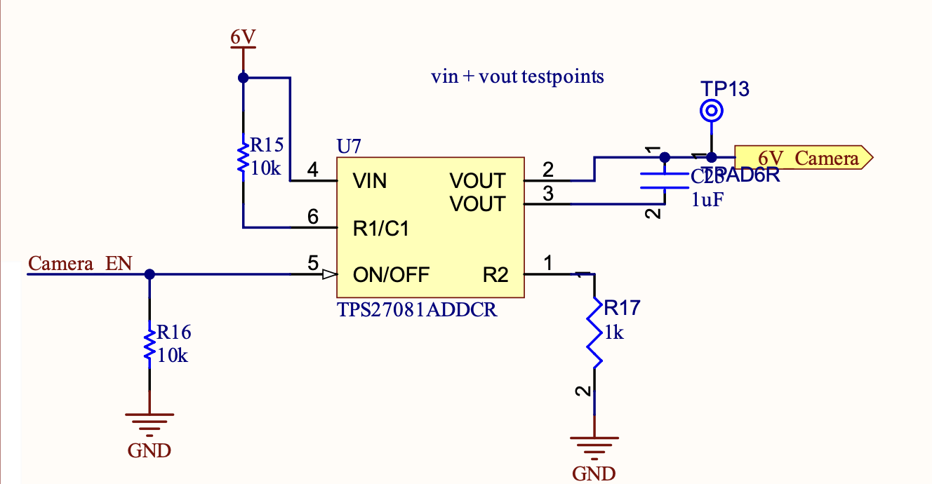 Load switch for camera, TPS27081ADDCR