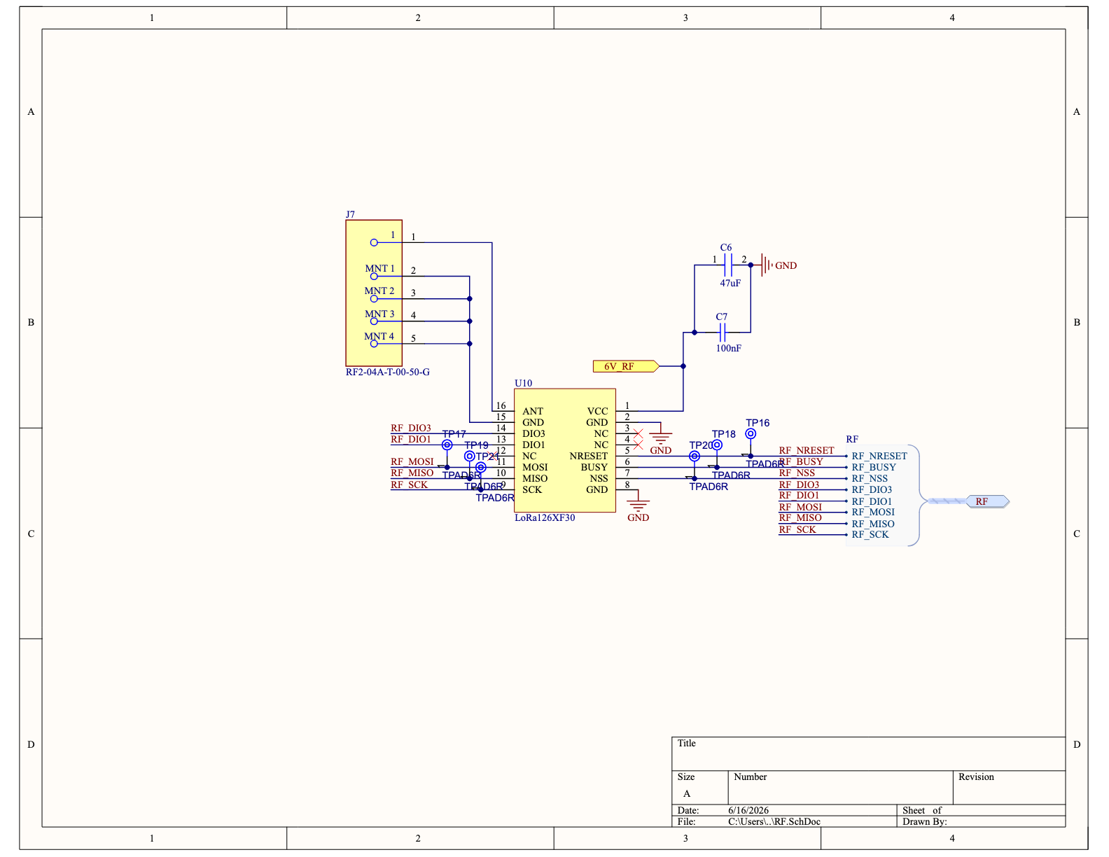 RF.SchDoc — LoRa126XF30, 433 MHz